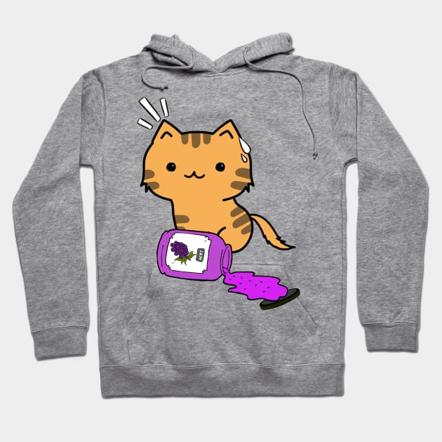 Naughty Cat Spills a jar of grape jam! Hoodie by Pet Station